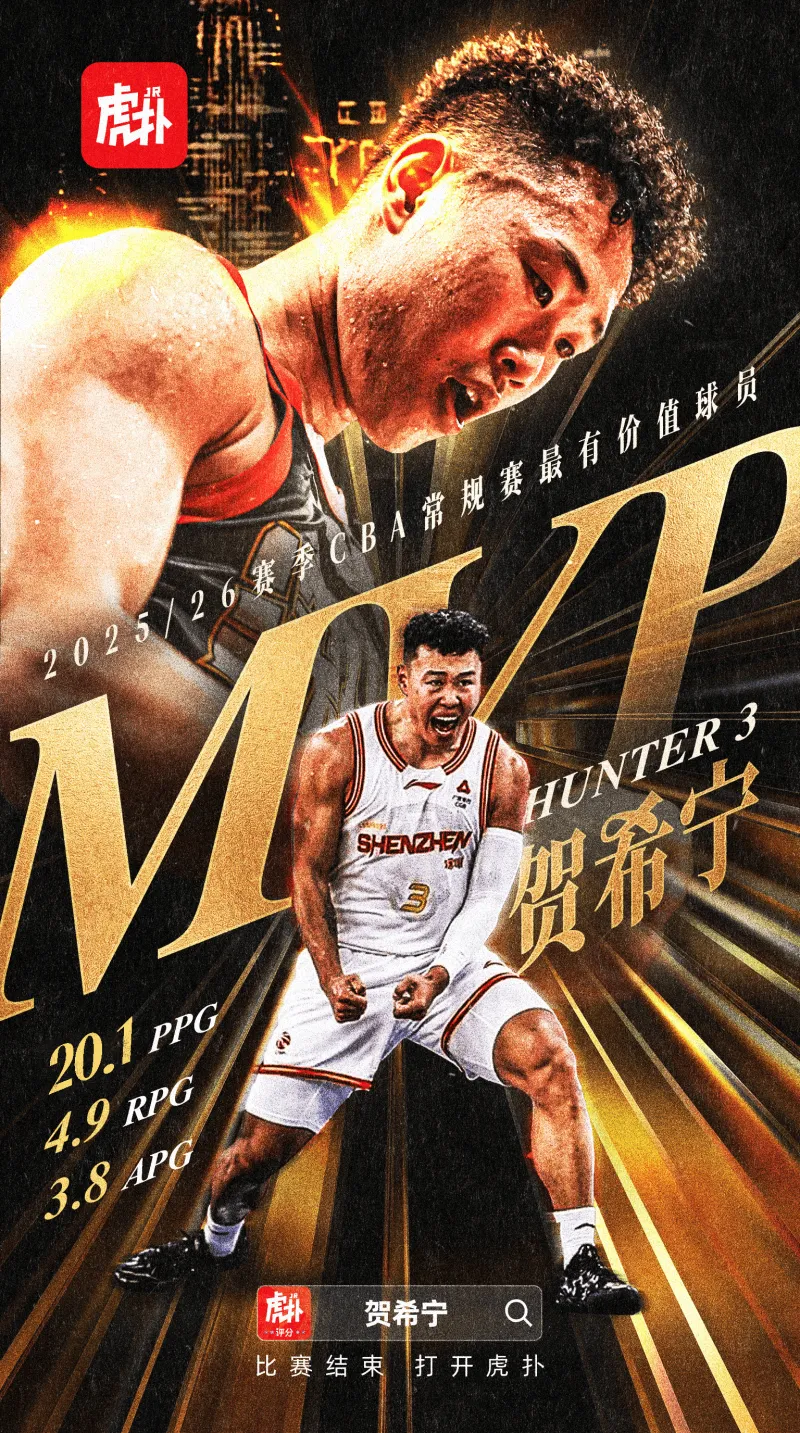 官方网站-CBA官方：贺希宁当选常规赛MVP，生涯首次荣获奖项
